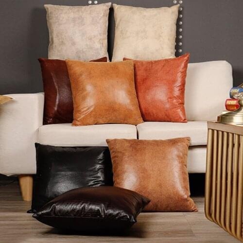45x45cm Throw Pillows Case Imitation Leather Cushion Cover Decorative Pillowcase Home Sofa Living Room Car Decor Waterproof