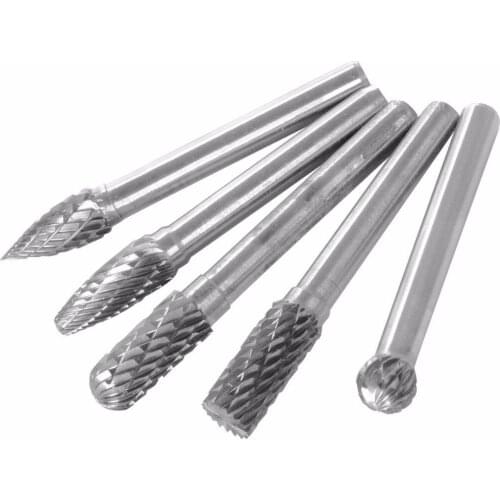 5pcs ACDFG Tungsten Carbide 8mm Rotary Point Burrs Electric Grinder 6mm Shank Bits Set For Finishing Metal Molds Processing