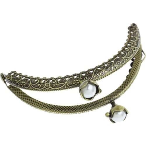 5Pcs Antique Bronze Tone Vintage Clutch Lock Arc Frame Kiss Clasp Flower Lotus Coins Purse Handbag Handle Findings 10.5x6cm