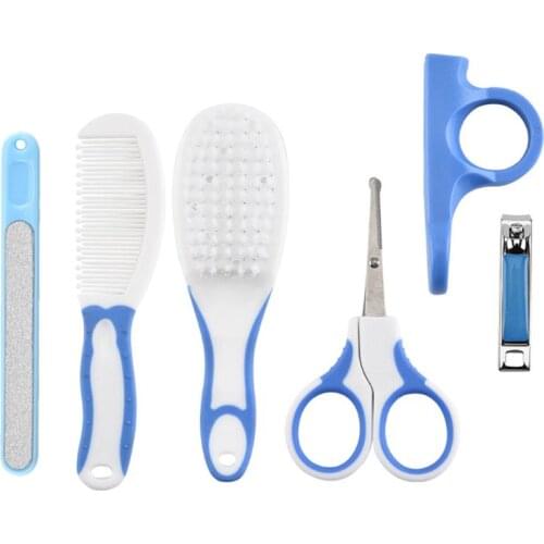 6 Pcs Newborn Baby Nail Hair Daily Care Kit Infant Kids Grooming Brush Comb and Manicure Home Set