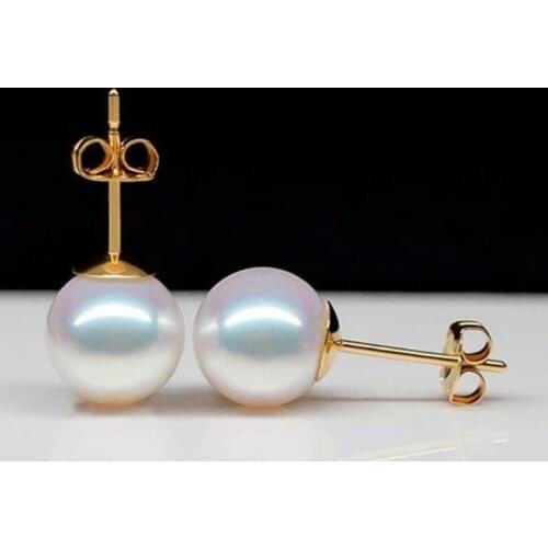 8.5mm/9mm AAA+++ Akoya Natural White Pearl Earring 14kt White Gold