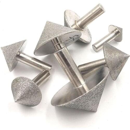 Diameter 20-60mm Electroplated Diamond grinding head Cone Chamfer Stone Glass Chamfering