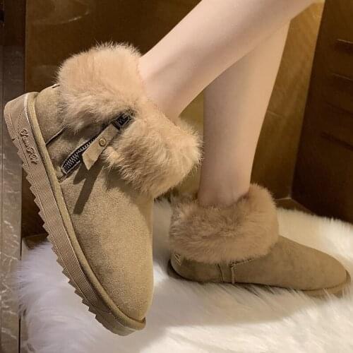 Ankle Boots Women Cow-suede-leather Boots Natural-fur Warm Winter Boots Plush Snow Boots For Women Plus Velvet Cotton Shoes