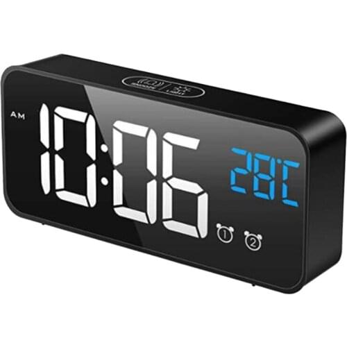 Alarm Clock Mains Powered, Digital Clock Battery Powered with Temperature Display, Snooze, Dual Alarms for Bedroom