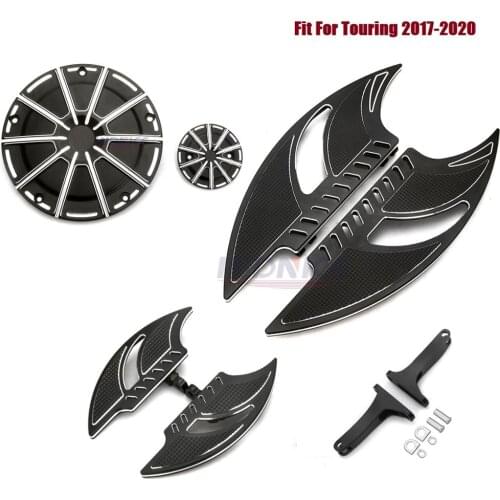 Black deep cnc cut Driver passenger Floorboards Derby Cover timer cover Fit For harley Road Glide Ultra FLTRU CVO Limited FLHTK