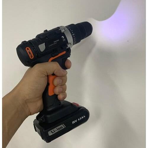 25V Electric Drill High Power Electric Screwdriver Cordless Impact Drills Driver DC Motor 2x4.0Ah Lithium Battery Household