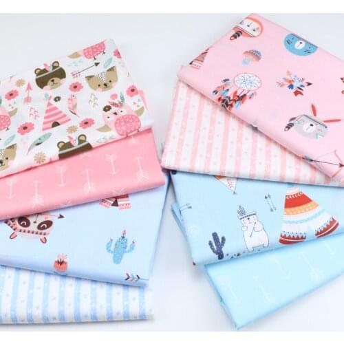 Indian Style Kids Cartoon Cotton Print Fabric DIY Sewing Uphostery Craft For Baby&Children Quilting Sheets Dress Material D20