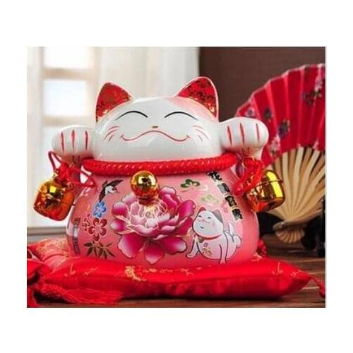 Ceramic maneki neko piggy bank home decor crafts room decoration ceramic kawaii ornament porcelain figurines cat