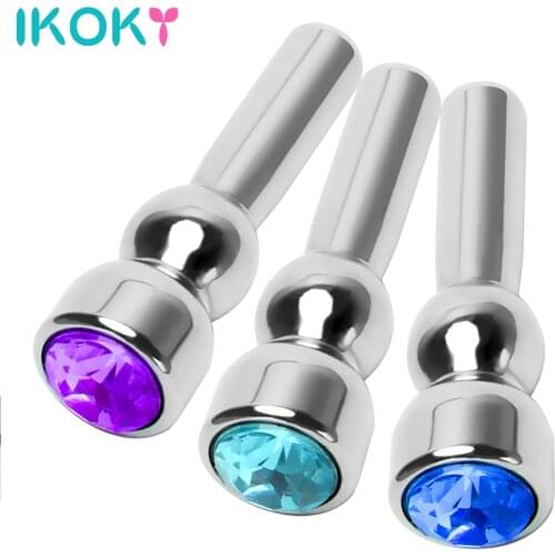 IKOKY Penis Plug Stainless Steel Diamond Sex Toys for Men Male Chastity Device Urethral Dilators Catheters Sounds Color Random