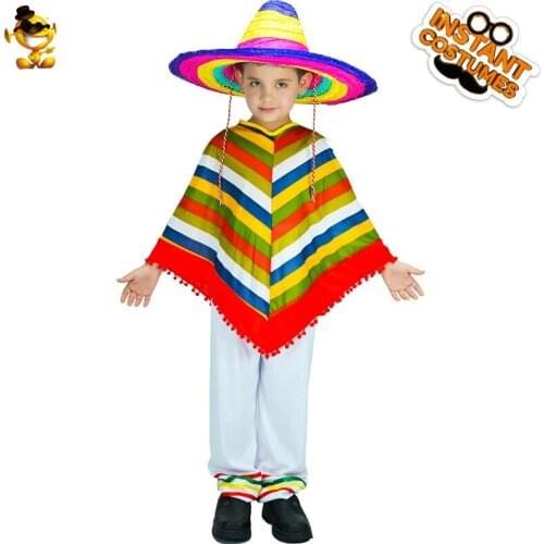 DSPLAY New Design Mexican Style Costume Rainbow Cape Cosplay Fancy Suit Carnival Party Costume