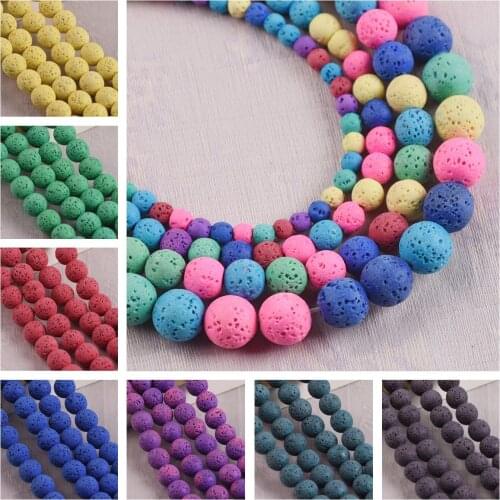 15inch 39cm Strand Round Natural Lava Stone Beads 4mm 6mm 8mm 10mm Wholesale Lot for Jewelry Making DIY Bracelet Findings