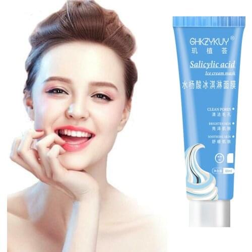 1Pc Salicylic Acid Ultra Cleansing Mask Whitening Moisturizing Shrink Pores Soften Skin Ice Cream Face Mask Skin Care Comestics