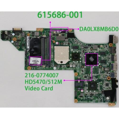 For HP Pavilion DV7 DV7-4000 Series 615686-001 DA0LX8MB6D0 HD5470/512M Laptop Motherboard Mainboard Tested & Working Perfec