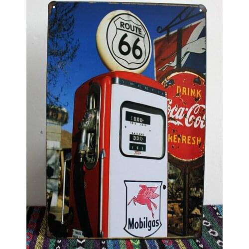 50pcs/lot Metal Sign shabby chic Route 66 service station Metal Plaque Wall sticker Painting art vintage House Bar E-05