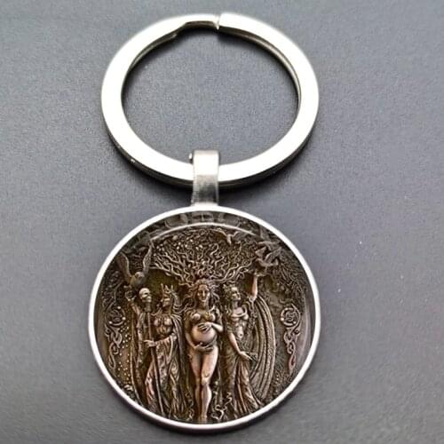 Fashionable Retro March Goddess Statue Bump Glass Keychain Pendant Jewelry Fashion Pendant for Men and Women