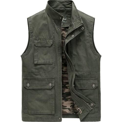 Brand Clothing Vest Men Multi-pockets Military Vest Coat Male chalecos para hombre Pure Cotton gilet homme bezrękawnik męski