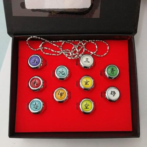 Anime 10pcs/set Cartoon Red Cloud Jewerly Cosplay Costume Rings Ninja Fashion Table Japan Cloud Membermetal Ring Accessory Set