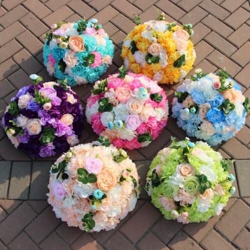 New 2 Size Wedding Road Lead Artificial Flower Ball Wedding Table Flower Centerpiece Flower Ball Decor Party Home Design Bouquet
