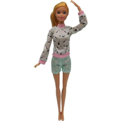 1/6 BJD Doll Clothes Long Sleeve Pink Grey Shirt Shorts For Barbie Clothes 11.5" Dolls Accessories Outfits Party Gown Kids Toys