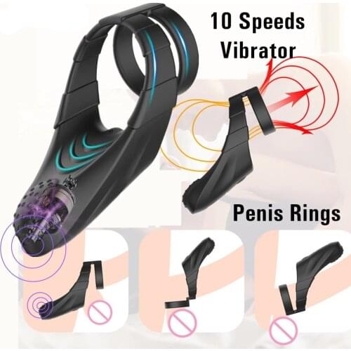 Rechargeable Vibrators Penis Ring Male Masturbators Delay Ejaculation Vibrating Cock Ring Clitoral Erotic Adult Sex Toys for Men