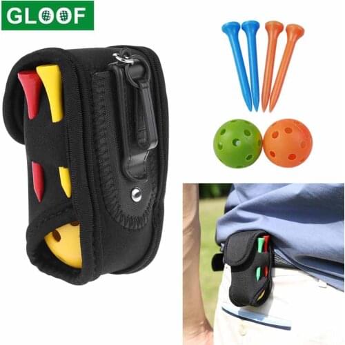 Golf Ball Waist Bag with 2 Balls and 4 Tees Set , Portable Golf Ball Storage Bag Holder Golfer Mini Waist Pouch Pack