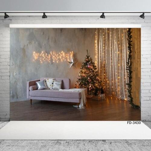 Christmas Light Curtains Sofa Photographic Backgrounds for Children Baby Family Xmas Backdrops for Photo Studio Photobooth