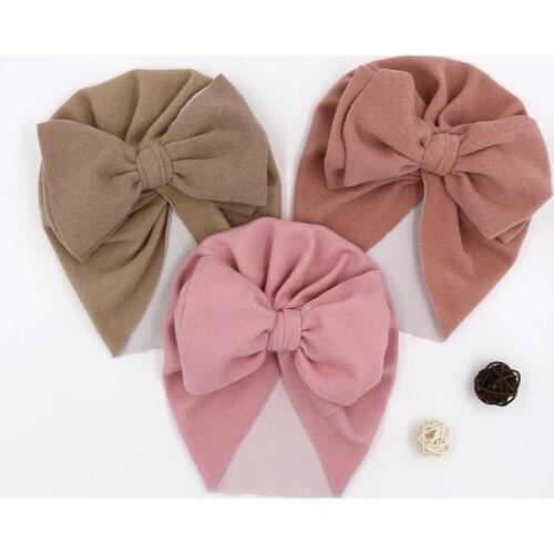 Solid Color Baby Hat Big Bowknot Baby Girl Hat Turban Knot Head Wraps Baby Kids Bonnet Beanie Newborn Photography Props