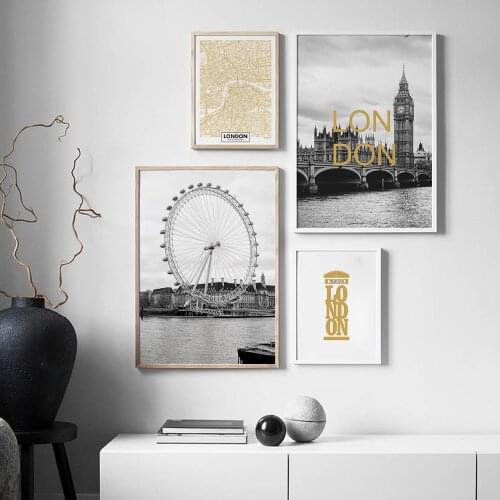 Nordic Prints London Iconic Building Poster Canvas Picture Landscape Paintings Wall Art Modern Home Decor Mural For Living Room
