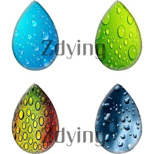 Zdying 10pcs/lot Water Tear Drop Glass Photo Cabochon Demo Flat Back DIY Jewelry Findings For Making Necklace Earrings