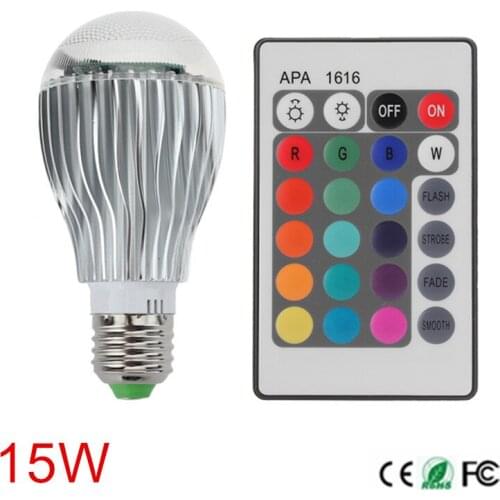 LED RGB lamp 1pcs/lot 15W E27 RGB LED Bulb AC85-265V with Remote Control multiple colour led lighting