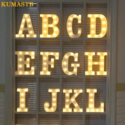 LED English Letters Lights White Plastic Letter Night Lamp Club Bar Christmas Decor Nightlight Kids Marquee Sign Alphabet Lights