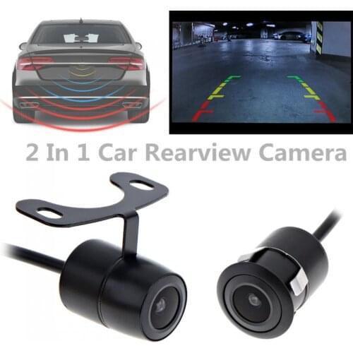 Universal 2 in 1 CCD High Quality Car Rearview Camera Wide Angle with Parking Lines and 18.5mm Glass Lens for Cars Auto