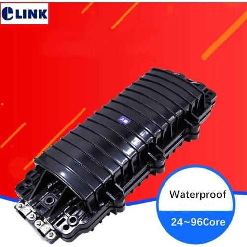 24/48/72/96 core fiber optic enclosure 2 IN 2 OUT 47*19*12cm ABS black waterproof ftth distribution box high quality ELINK