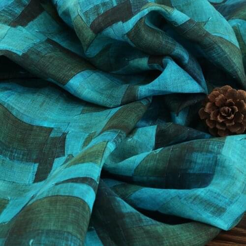 High quality pure ramie tissu Digital Printed Fabric High-end dresses, gowns, trousers and cheongsams material