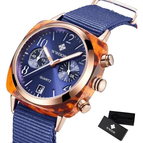 WWOOR New Hot Sale Nylon strap Style Chronograph Quartz Women Watch Top Brand Watches Fashion Casual Fashion Wrist Watch Relojes