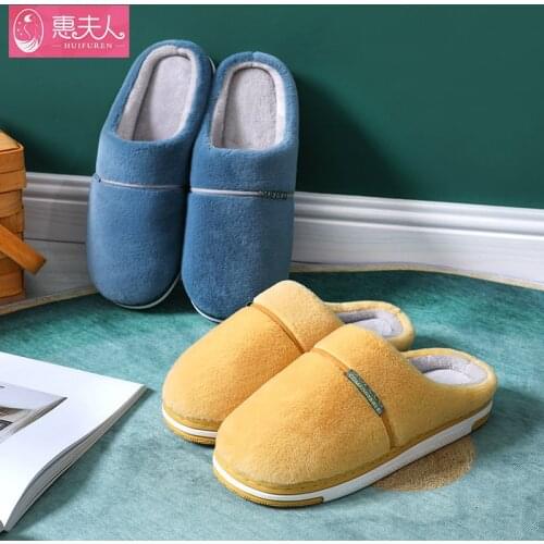 Women Warm Faux Fur Slippers Soft Plush Anti-slip Lovers Winter Home Floor Shoes Slip-on Solid Color Female Indoor Slipper SH482
