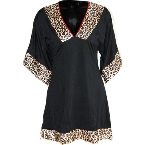 Sexy Leopard Print Dress Sexy Black Animal XXL Dress Fashion Sexy Underwear Women Nightwear Sexy Plus Size Lingerie Cute Robe