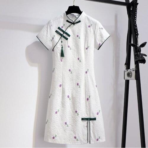 Woman Sexy Qipao Dress Traditional Chinese Slim Printing Mini Cheongsam Ladies Party Night Club Elegant Bodycon Dresses