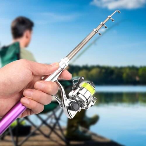 1.6m Outdoor Portable Pen Shape Telescopic Mini Fishing Pole Rod with Metal Spinning Reel Wheel Winter Fishing Rod Tackle Set