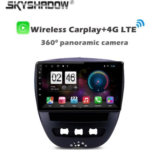 360 Panoramic Camera 6G+128G Android 10 Car DVD Player GPS WIFI Bluetooth Radio For Peugeot 107 Citroen C1 Toyota Aygo 2005-2014