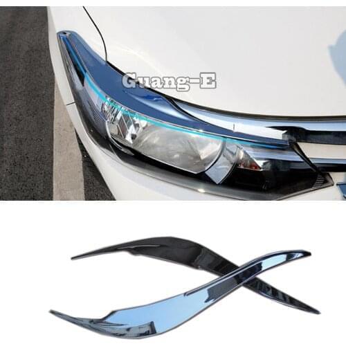 For Toyota Vios/Yaris/Sedan 2014 2015 2016 Front Head Light Lamp Hood Molding Detector Frame Stick ABS Chrome Cover Trim 2pcs
