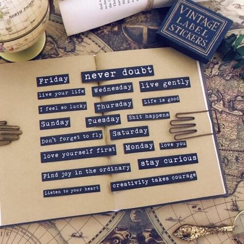 20pcs Tim Holtz Phrase Beautiful Words Stickers Vintage Retro TN Decorative Material Junk Journal Planner Sticker stationery