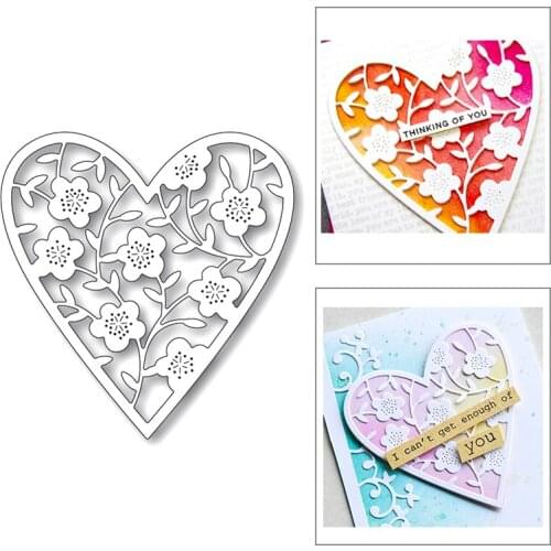 2020 New Valentine Heart Branch Flower Embossing Background Metal Cutting Dies For Scrapbooking Greeting Card Making no stamps