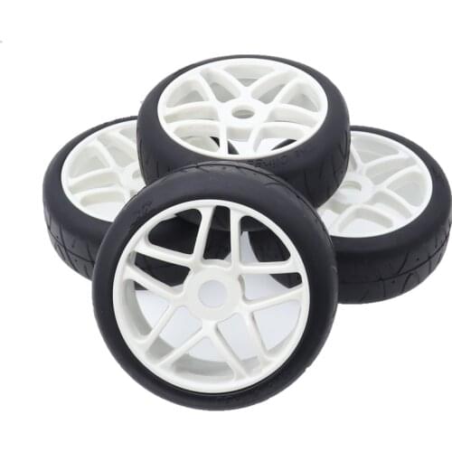 4PCS 1/8 On Road Racing Car Wheels RIm Tires Tyre Pentagram 17mm Hub for HPI HSP Traxxas TRX4 Kyosho Axial SCX10 Tamiya Mini 4WD