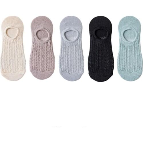 5 Pairs/Set Women Silicone non-slip invisible Socks Summer Solid Color Mesh Ankle Boat Socks Female Cotton Slipper No show Socks
