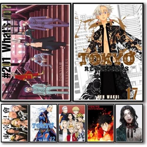 50 Designs Anime Tokyo Revengers Whitepaper Poster Protagonist Artwork Fancy Wall Sticker for Coffee House Bar