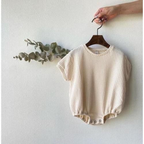 8017 Newborn Baby Clothes Boys Romper Summer New 2021 Cotton Waffle Baby Girl One Piece Clothes Simple All Match Toddler Onesies