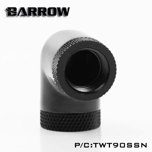 Barrow Black Silver G1 / 4 '' thread 90 degree two Rotary Fitting Adapter Rotating 90 degree water cooling Adapter TWT90SSN