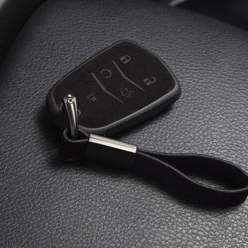 Car Suede Leather Key Case Cover Holder For Cadillac ESV Escalade CTS XTS SRX ATS 2015 2016 2017 2018 CT5 XT5 XT6 Accessories