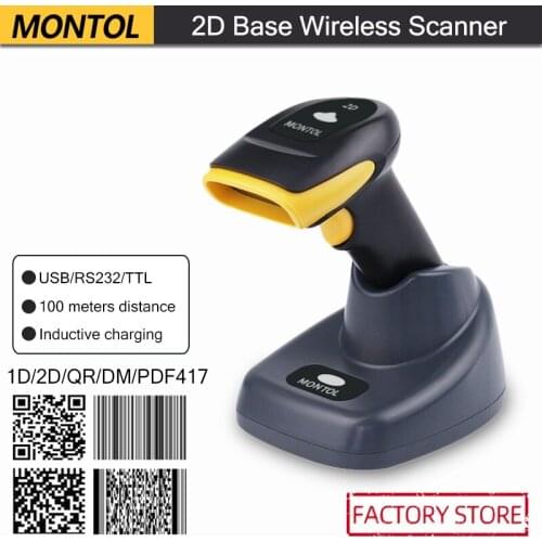 Montol Wireless Barcode Scanner 2D QR PDF417 CMOS 433MHz Handheld Barcode Scanner MT-4120